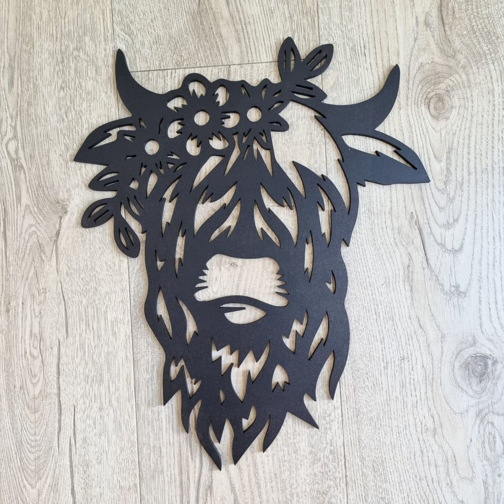 Floral Highland Cow - Geometric Animals