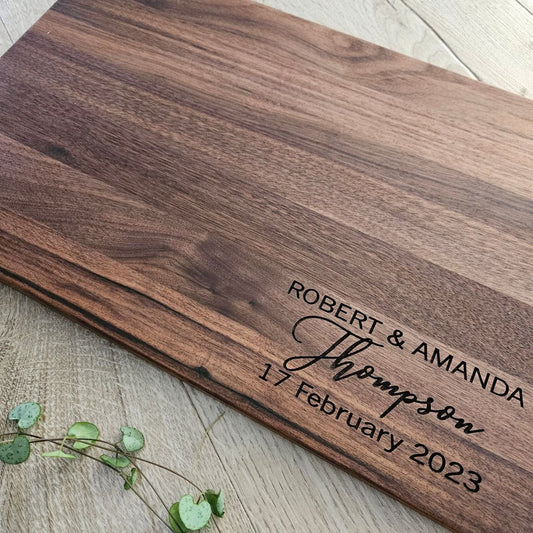 Name and Dates Walnut Board - Cheese Boards