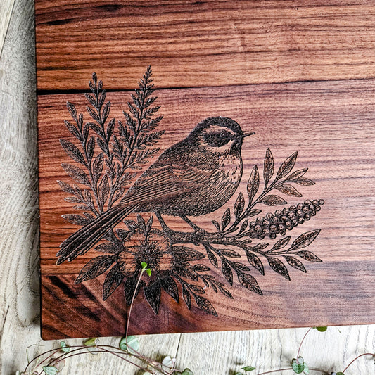 Fantail On Branch Walnut Board