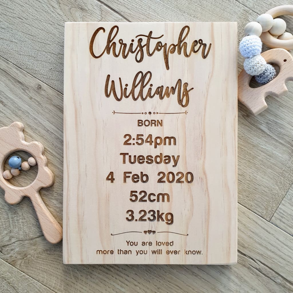 Birth Details Solid Pine Sign - Pine Sign