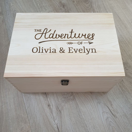 Keepsake Box Pine Engraved The Adventures Of Personalised - Keepsake Box
