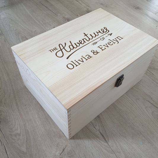 Keepsake Box Pine Engraved The Adventures Of Personalised - Keepsake Box