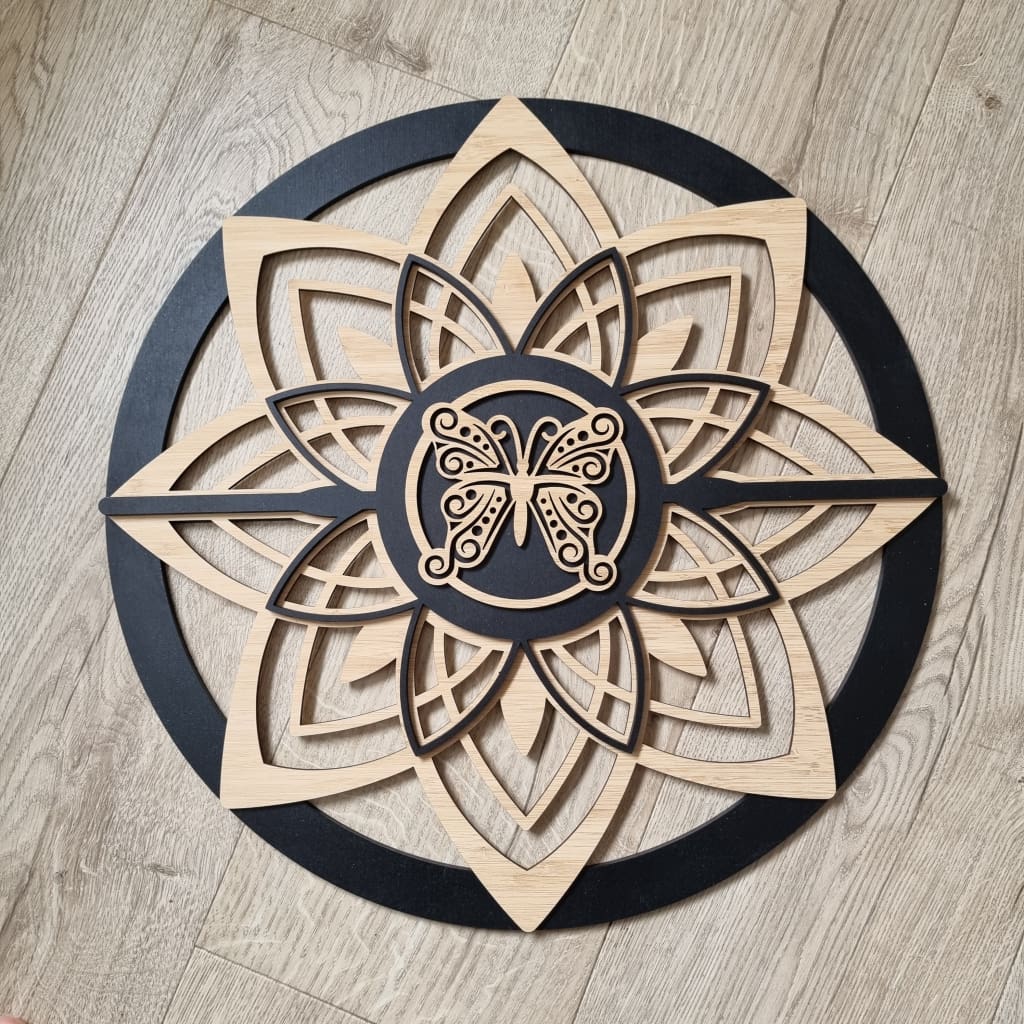 Mandela Flower Single Colour + Bamboo - BUTTERFLY - Mandela