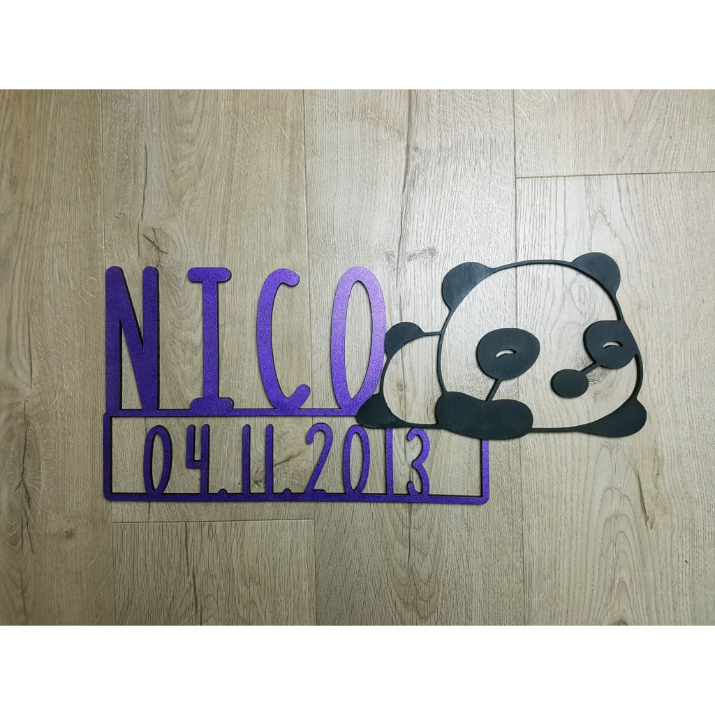 Panda Name Plaque with Free Personalisation - Laser Cut Name Plaque