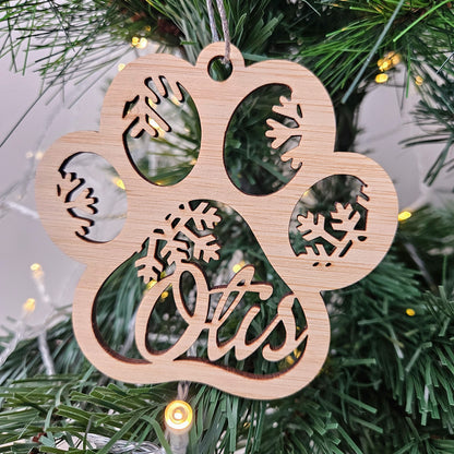 Dog Paw Christmas Bauble Personalised