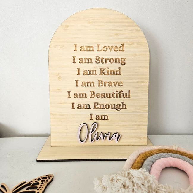 Bamboo Arch affirmation Plaque - Laser Cut Name