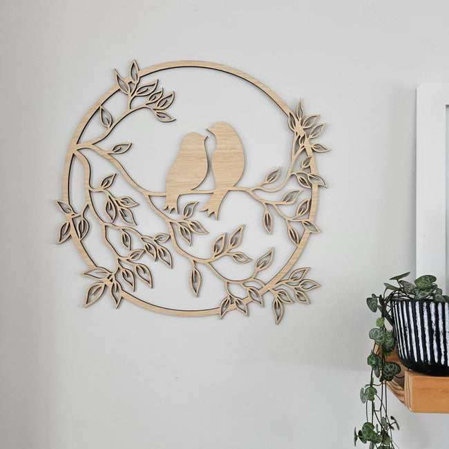 Bamboo Birds On Branch Wall Art - Geometric Animals