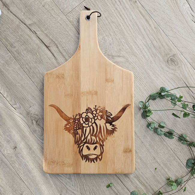 Bamboo Cheese Board - Highland Cow - Cheese Boards