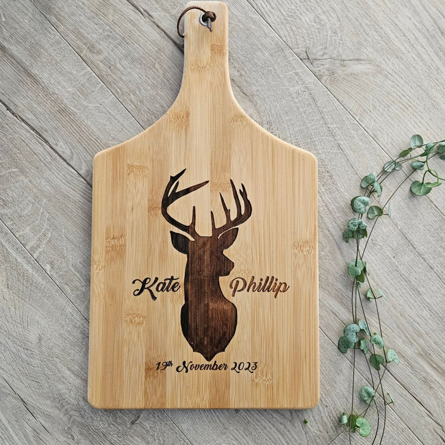 Bamboo Cheese Board Personalised Stag - Cheese Boards