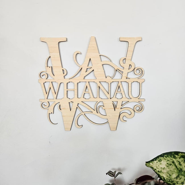 Bamboo Monogram Letter With Name - Laser Cut Name Plaque