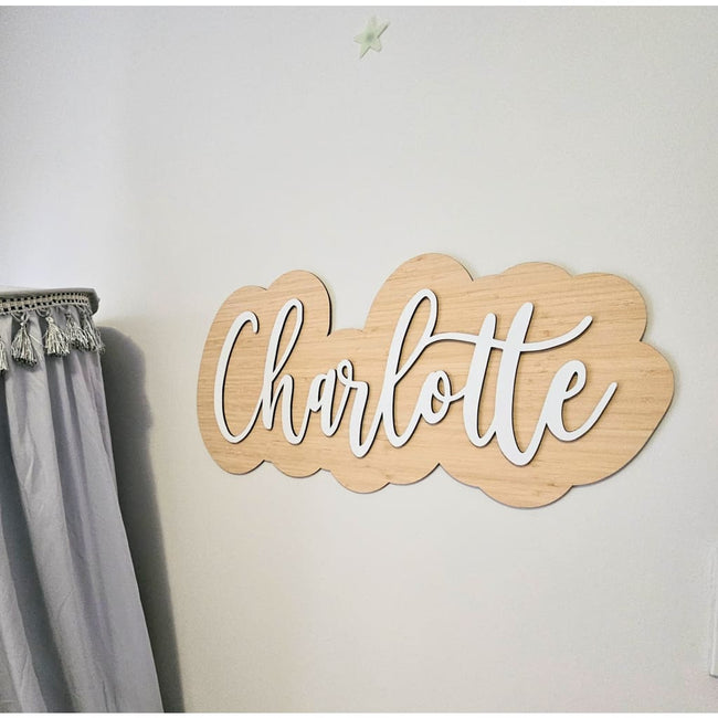 Bamboo Popped Wall Name Plaque Free Personalisation - Laser Cut Name Plaque