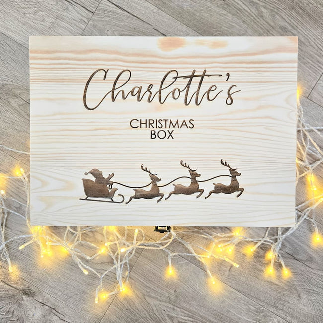 Christmas Box with Santa and Sleigh - Keepsake Box