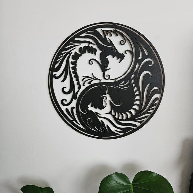 Dragon Ying Yang Wall Art - Geometric Animals