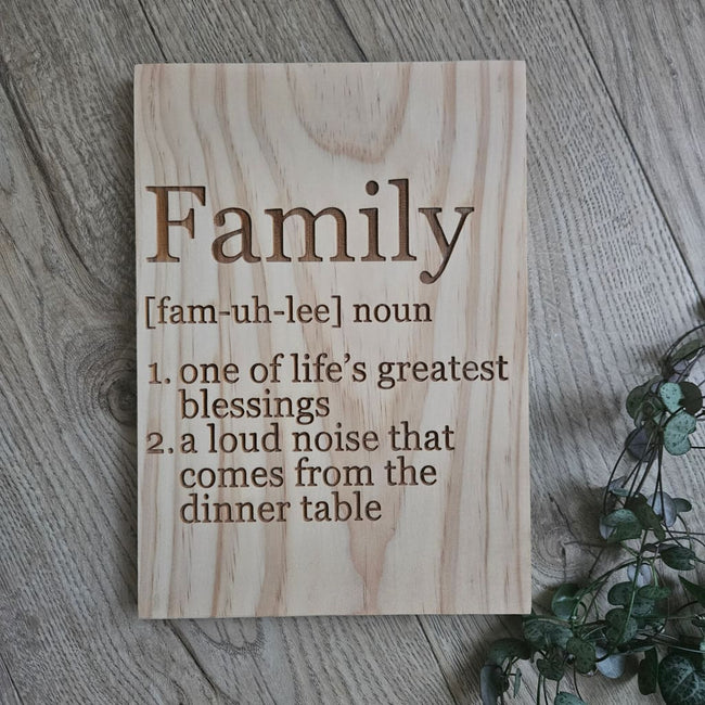 Family Definition Solid Pine Sign - Pine Sign