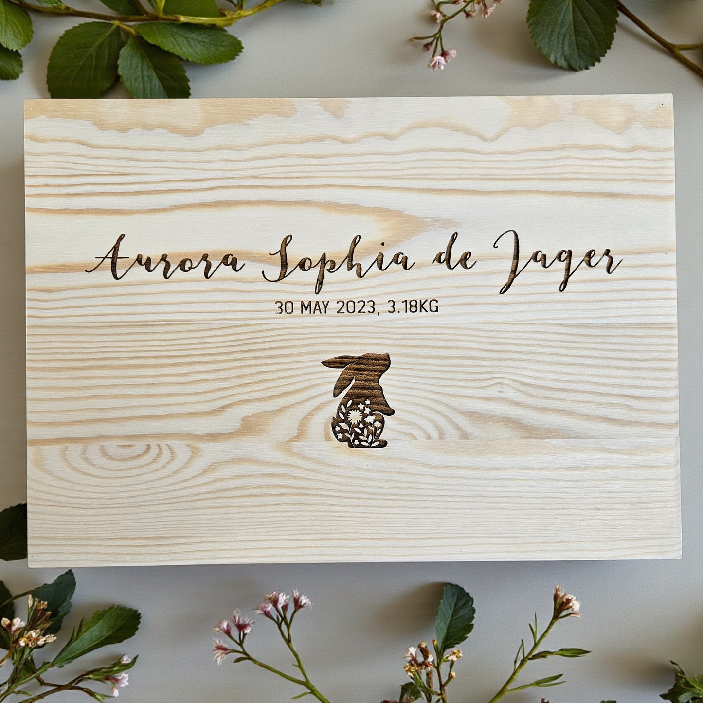 Floral Bunny Engraved Keepsake Box (Pre-Order)