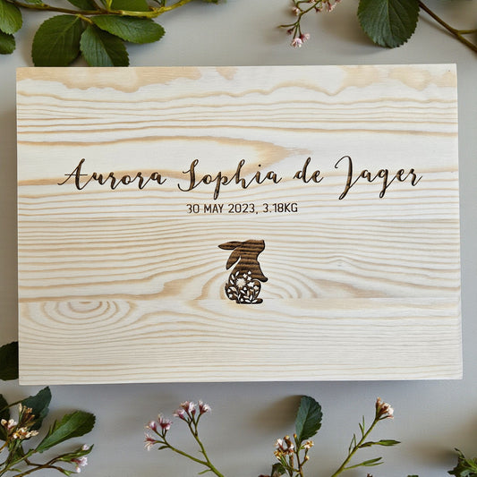 Floral Bunny Engraved Keepsake Box (Pre-Order)