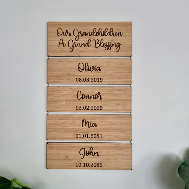 Hanging Grandchildren Bamboo Sign - General Signs