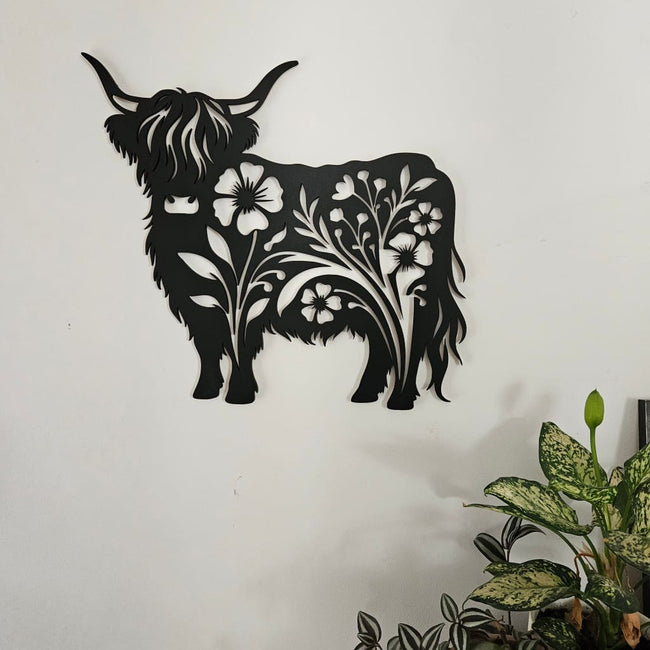 Highland Cow Floral - Geometric Animals