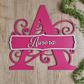 Monogram Letter Raised Script Letter Name - Laser Cut Name Plaque