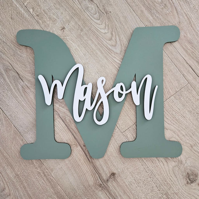 Monogram Two Layer - Laser Cut Name Plaque