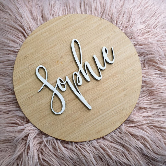 Name On Bamboo Plaque - Laser Cut Name Plaque