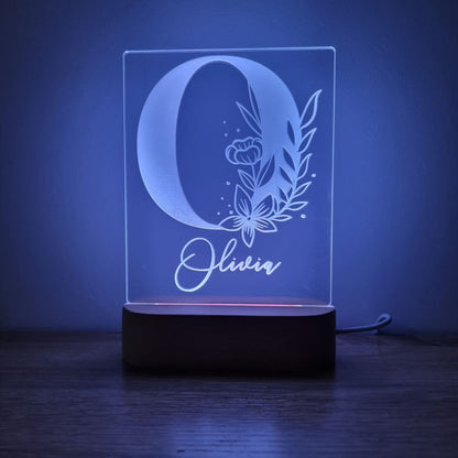 Night Light Floral Letter Personalised Name - Night Light