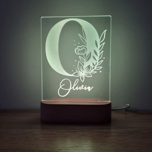 Night Light Floral Letter Personalised Name - Night Light