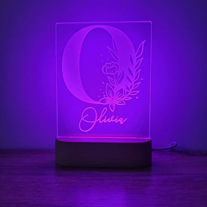 Night Light Floral Letter Personalised Name - Night Light