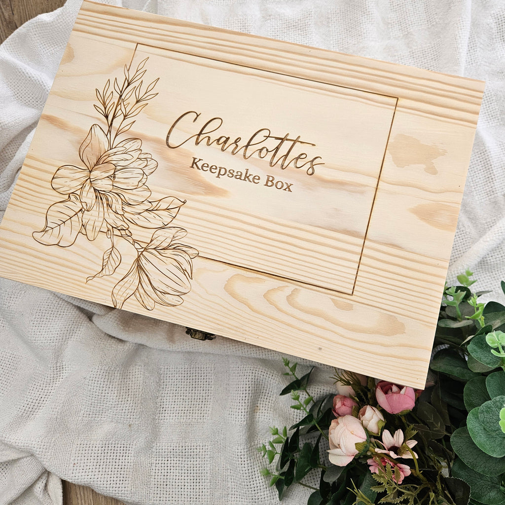 Magnolia Wooden Keepsake Box