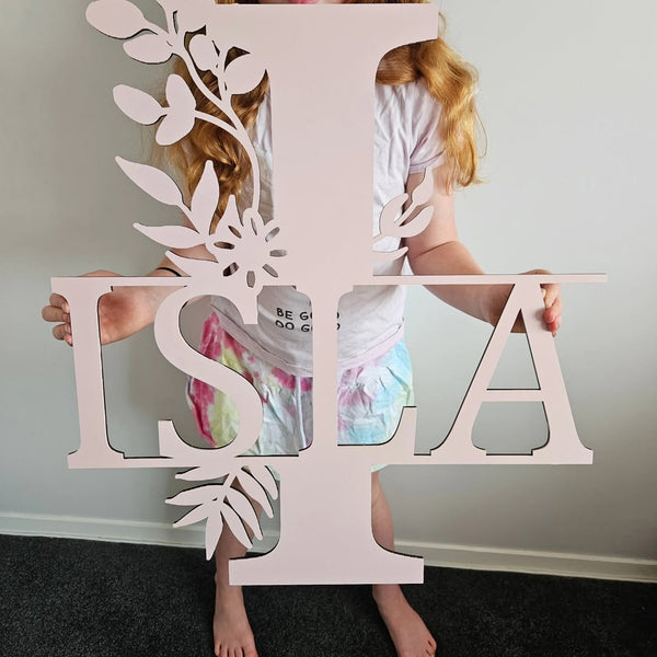 Monogram Letter With Name Floral Wreath