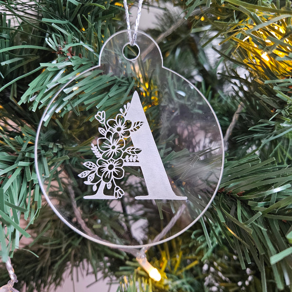 Floral Monogram Acrylic Bauble