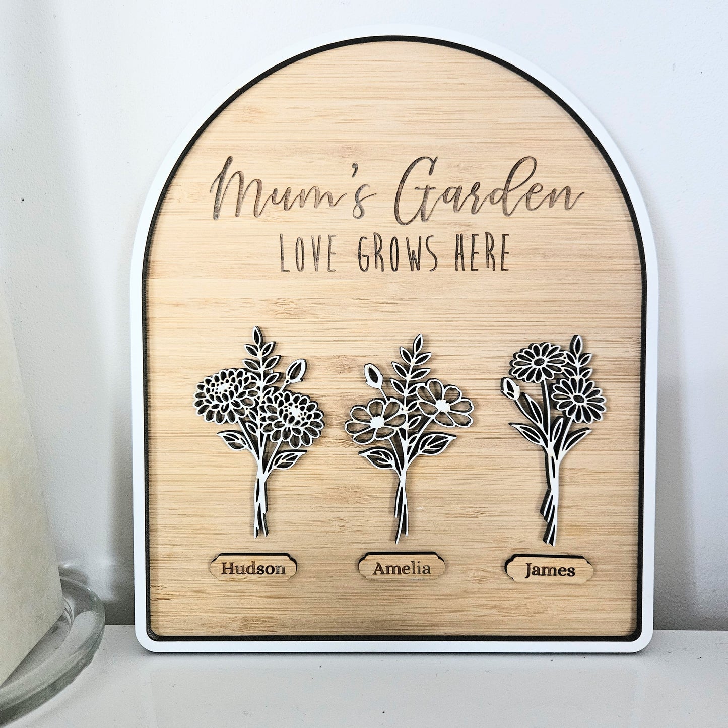 Mums Garden Birth Flower Personalised Plaque
