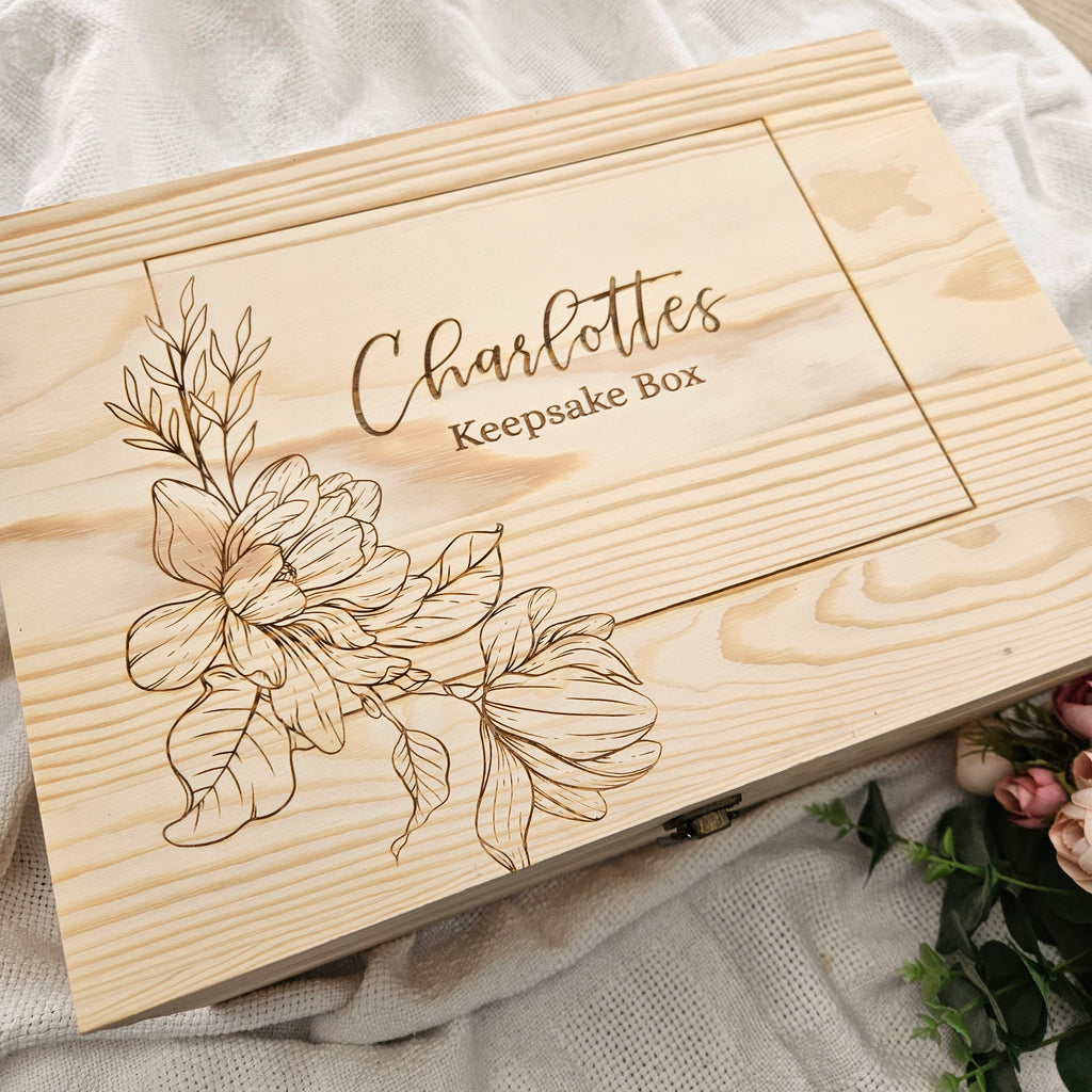 Magnolia Wooden Keepsake Box