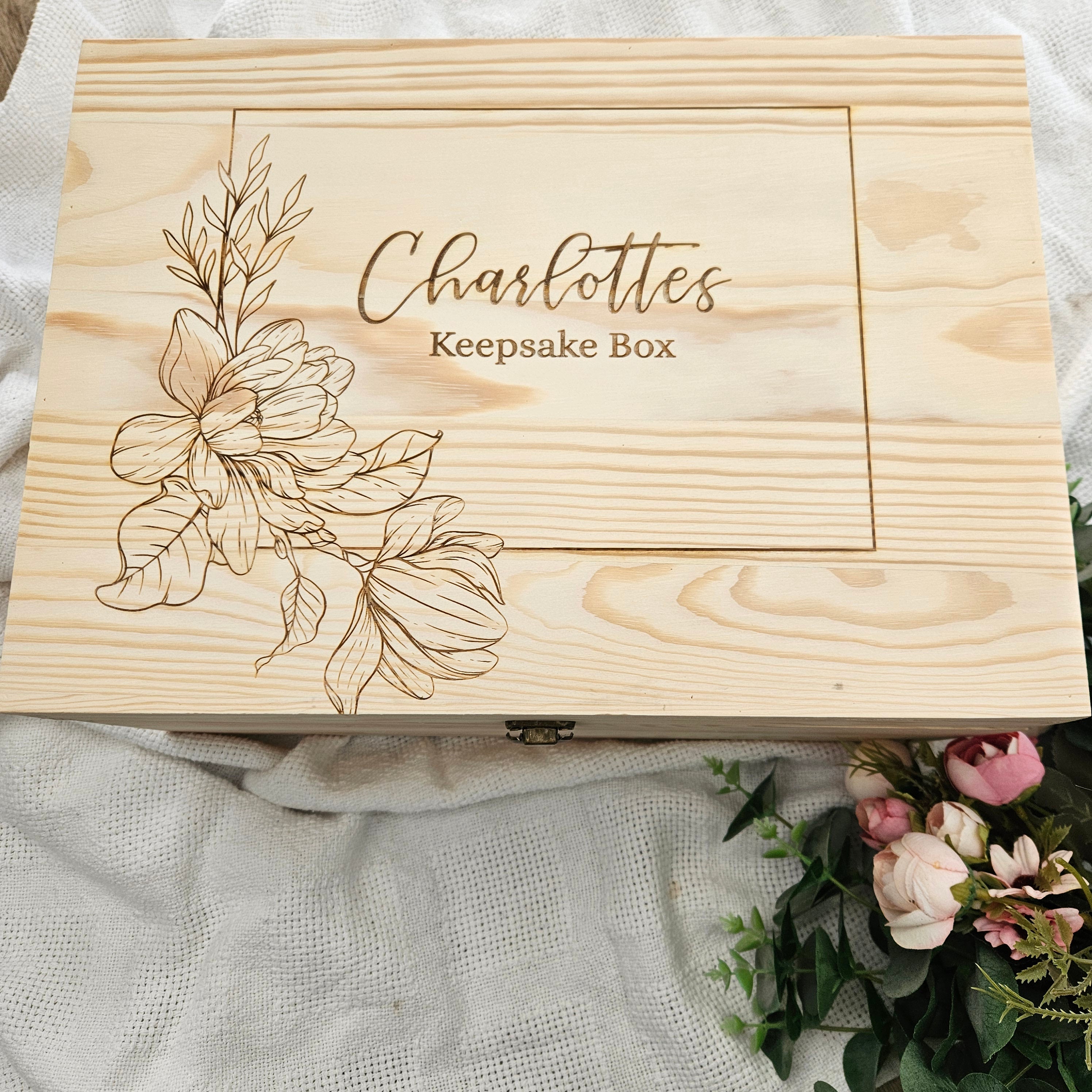 Magnolia Wooden Keepsake Box