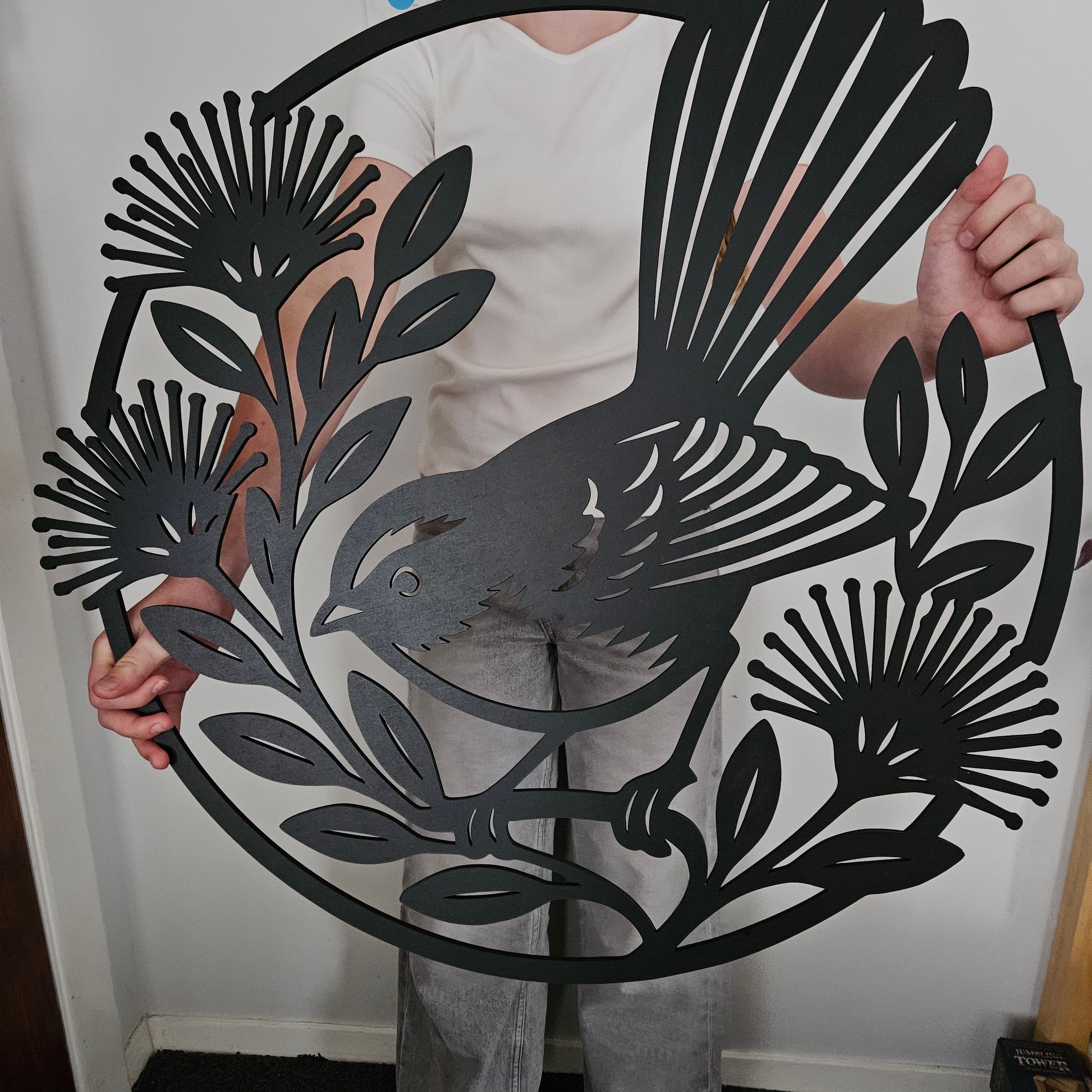 Fantail and Pohutukawa Circle Wall Art