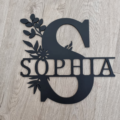 Monogram Letter With Name Floral Wreath