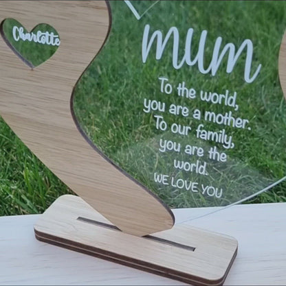 Mothers Day Heart Stand Personalised