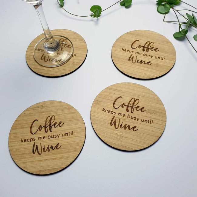 Coasters Coffee Keeps Me Busy Until Wine - Coaster