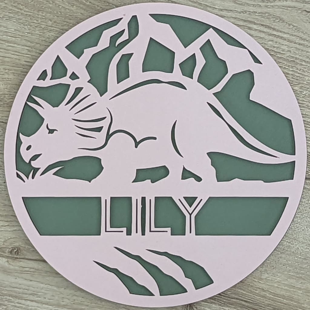 Dinosaur Name Wooden Round - Laser Cut Name Plaque
