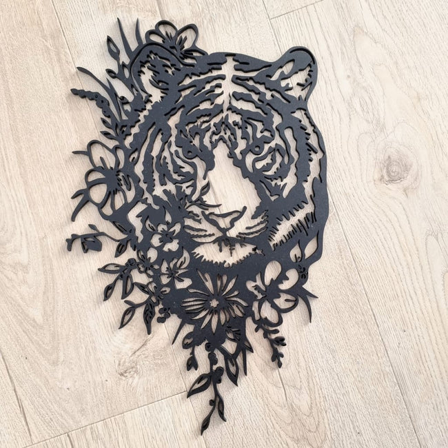 Floral Tiger Wall Art - Geometric Animals