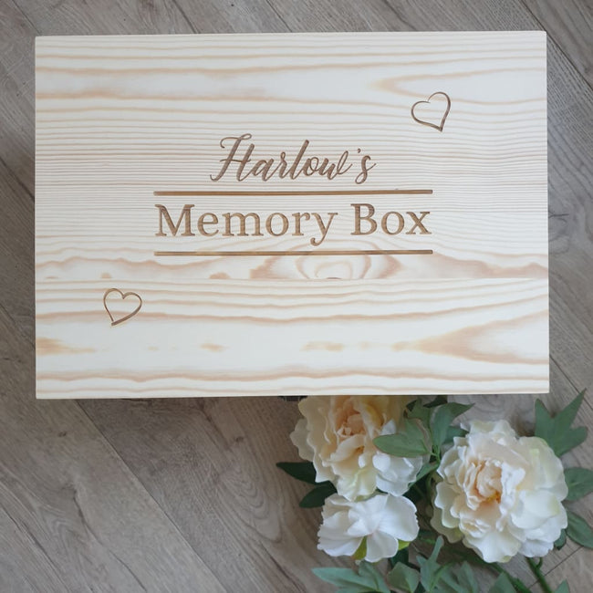 Keepsake Box Pine Engraved -Memory Box - Keepsake Box