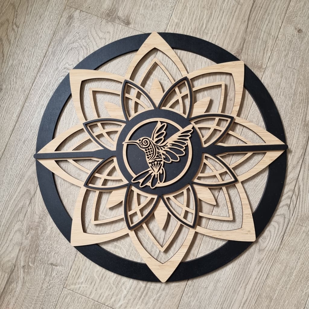 Mandela Flower Single Colour + Bamboo - HUMMINGBIRD - Mandela