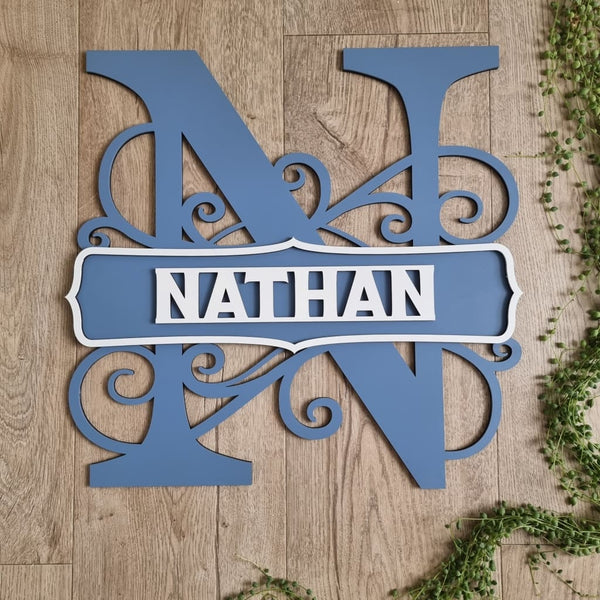 Monogram Letter Raised Block Letter Name - Laser Cut Name Plaque