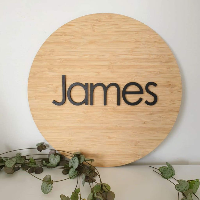 Circle Name Plaque Bamboo