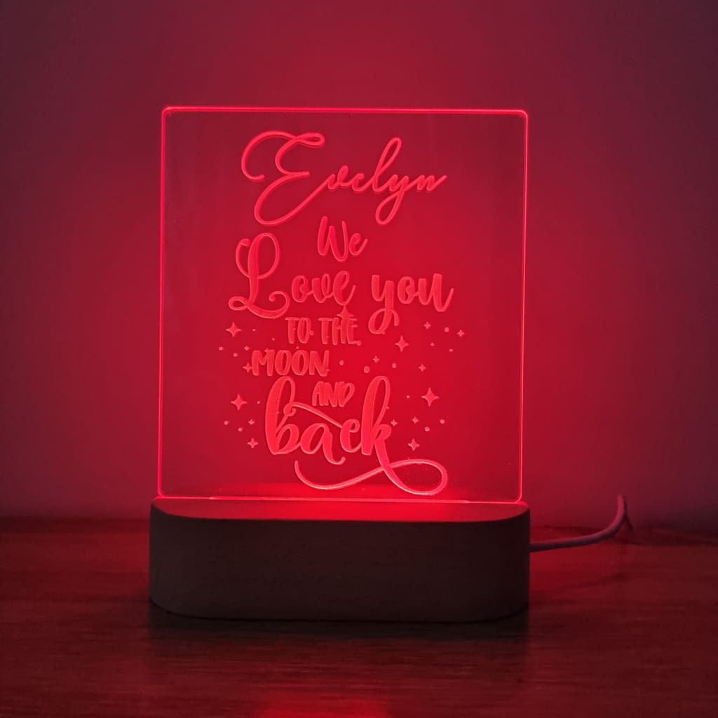 Night Light Moon and Back Personalised Name - Night Light
