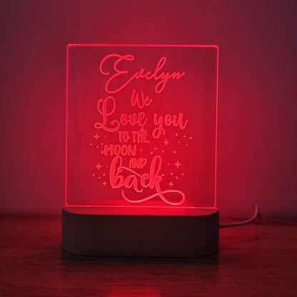 Night Light Moon and Back Personalised Name - Night Light