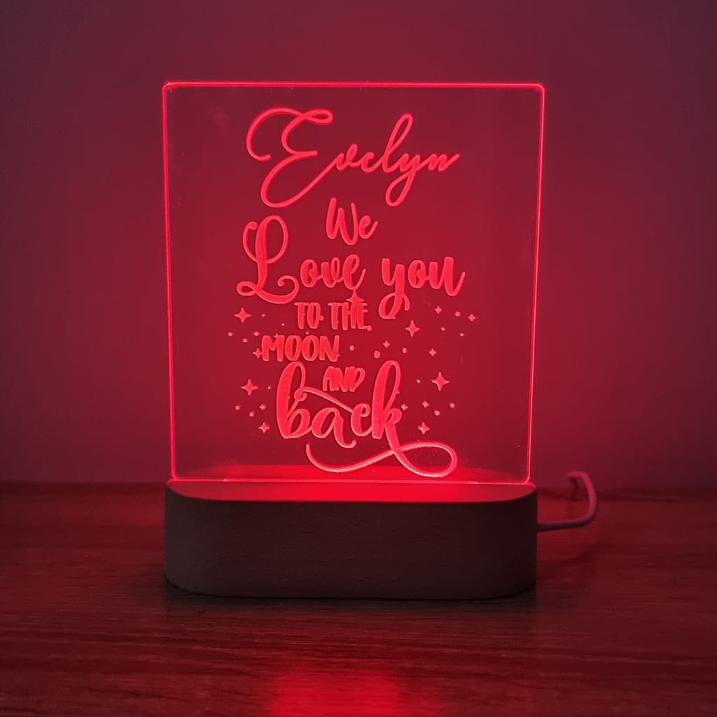 Night Light Moon and Back Personalised Name - Night Light