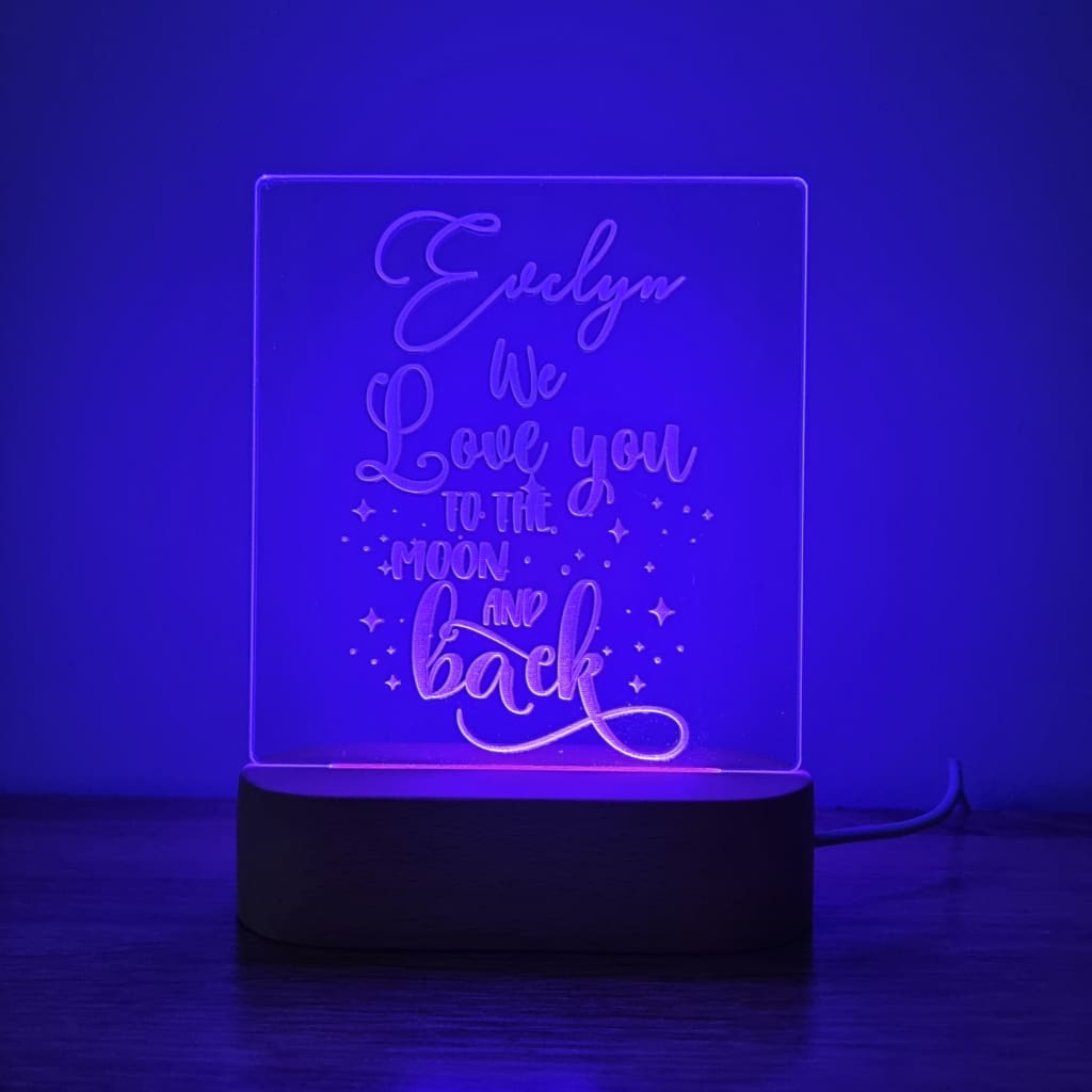 Night Light Moon and Back Personalised Name - Night Light