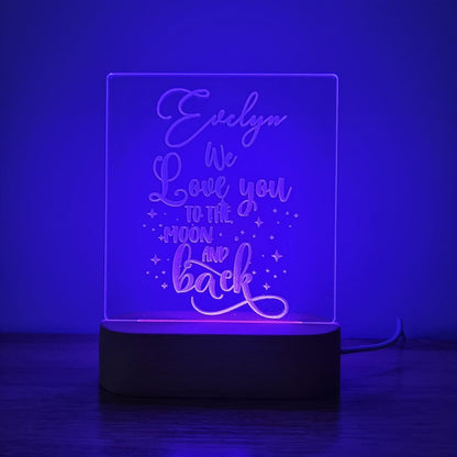 Night Light Moon and Back Personalised Name - Night Light