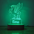 Night Light Pegasus Personalised Name - Wooden Base - Multi-Coloured - Night Light